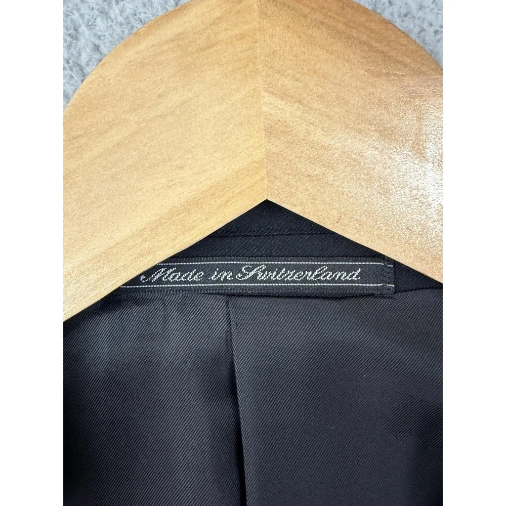 Ermenegildo Zegna Suit Jacket Mens 54 Black Wool Double Breasted Peak Lapel Men